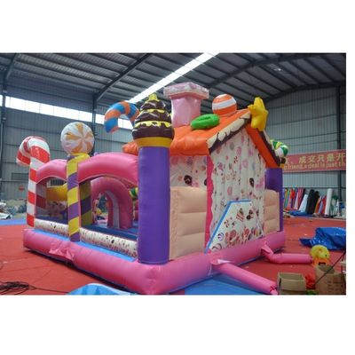 Amusement Inflatable Bouncer with Slide Kids Game Candy Girls Pink Theme Bouncy Jump Castle