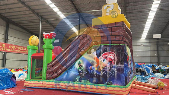 Jumping Bouncy Slide with Repair Kits Commercial PVC Inflatable Mario Fun City Park