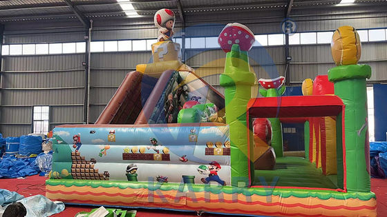 Jumping Bouncy Slide with Repair Kits Commercial PVC Inflatable Mario Fun City Park