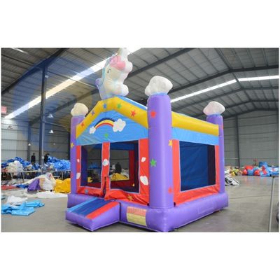 Unisex Inflatable Bounce House with Slide Cute Cartoon Unicorn PVC Jumping Castle