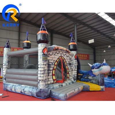 Unisex Custom Colorful PVC Inflatable Bouncy Castle with Slide Big Tusk Dragon Design