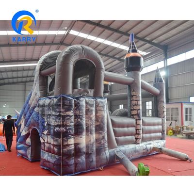 Unisex Custom Colorful PVC Inflatable Bouncy Castle with Slide Big Tusk Dragon Design