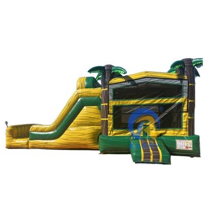 Customizable Big Palm Tree Bouncy Castle Slide Combo with Air Pool and Blower Included