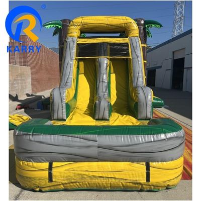 Customizable Big Palm Tree Bouncy Castle Slide Combo with Air Pool and Blower Included