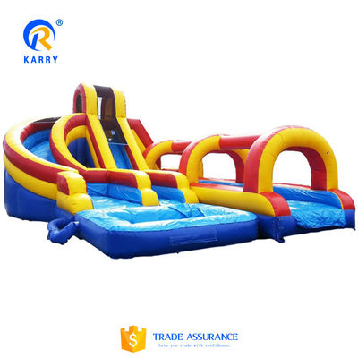 Accord the actual weight Commercial Inflatable Water Slide with Pool and Palm Tree Design