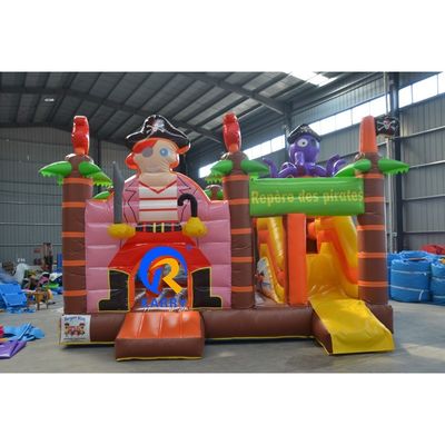 Portable Castle Inflatable Bouncy House with Obstacle Course and Slide Octopus Design