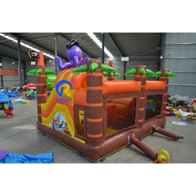 Portable Castle Inflatable Bouncy House with Obstacle Course and Slide Octopus Design