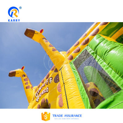 Three Giraffe Slides Combo with Obstacle Air Bounce House Commercial Inflatable