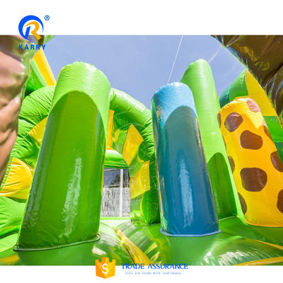 Three Giraffe Slides Combo with Obstacle Air Bounce House Commercial Inflatable