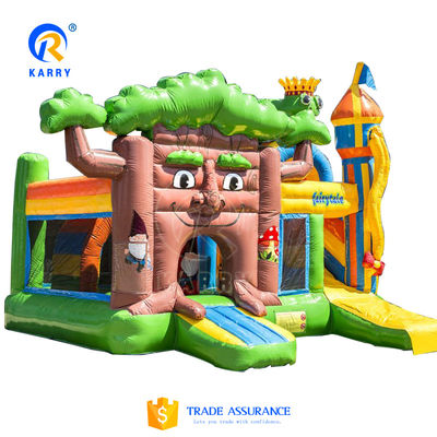 Three Giraffe Slides Combo with Obstacle Air Bounce House Commercial Inflatable