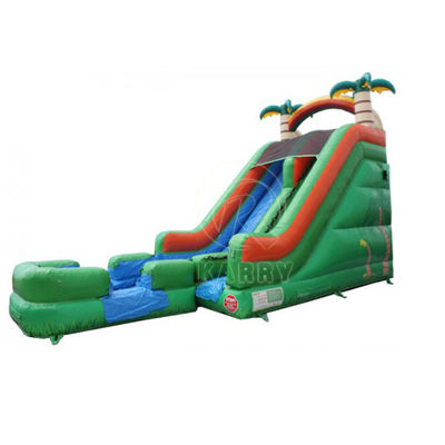 PVC Palm Tree Backyard Long Slide Inflatable Water Slide for 5-10 Passengers Party Fun