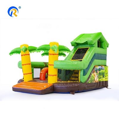 Interactive Kid Toy Game Hawaiian Style Palm Tree Bouncy Jumping House with Water Slide