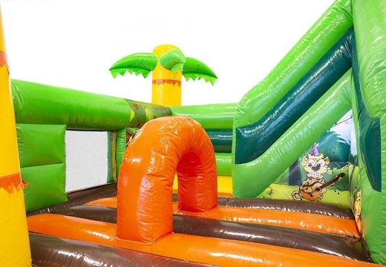 Interactive Kid Toy Game Hawaiian Style Palm Tree Bouncy Jumping House with Water Slide