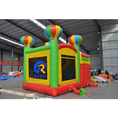 PORTABLE 5 in 1 Rainbow Balloon Inflatable Bouncing Castle with Slide and Trampoline