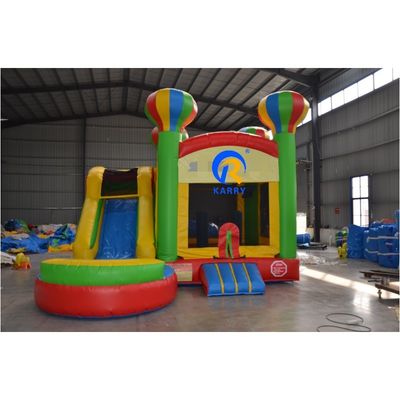 PORTABLE 5 in 1 Rainbow Balloon Inflatable Bouncing Castle with Slide and Trampoline