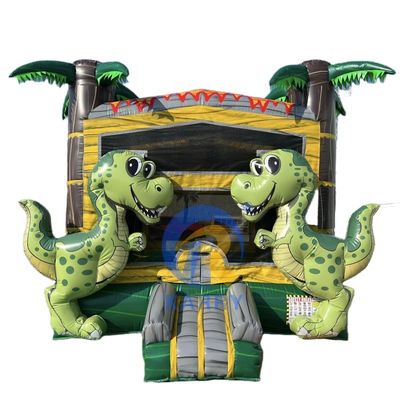 Tropical Dinosaur Commercial Inflatable Castle Party Rental with Custom Logo Printed