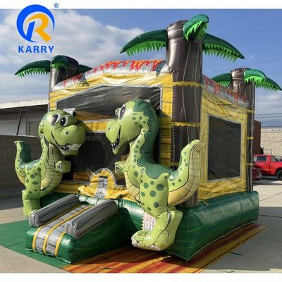 Tropical Dinosaur Commercial Inflatable Castle Party Rental with Custom Logo Printed