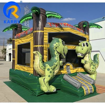 Tropical Dinosaur Commercial Inflatable Castle Party Rental with Custom Logo Printed
