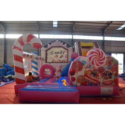Kids Outdoor Playground Inflatable PVC Candy House Bounce House Combo Water Slide