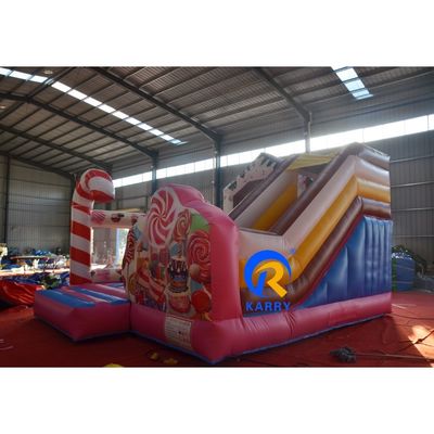 Kids Outdoor Playground Inflatable PVC Candy House Bounce House Combo Water Slide