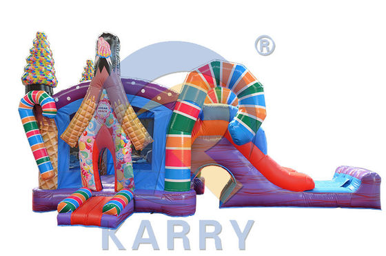 Age Range 5-7 Years Inflatable Candy Bouncy Castle with Small Slide and Obstacle