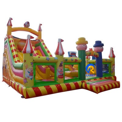 Kids in Outdoor Amusement Park Inflatable Circus Jumping Bouncer with Slide
