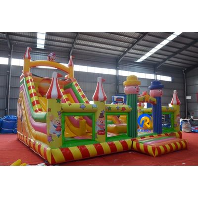 Kids in Outdoor Amusement Park Inflatable Circus Jumping Bouncer with Slide