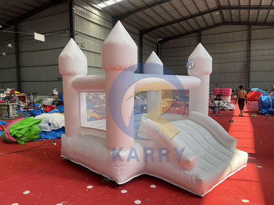 EN71/CE Certified White Commercial Inflatable Bouncy Castle with Slide and Ball Pool
