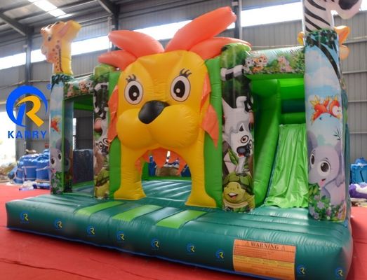 Children's Amusement Park Trampoline with Internal Slide Customized Jungle Lion King