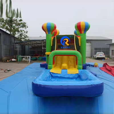 Kids' PVC tarpaulin inflatable castle slide set with colorful balloons and bounce house