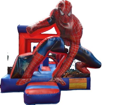 3D Spiderman Jumping Castle With Slide Inflatable Bounce Bed for Commercial Rental