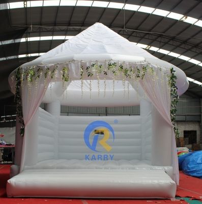 Customized White Inflatable Wedding Trampoline Bouncy Bed 4*4m for Adult Party Jump