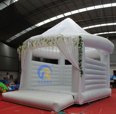Customized White Inflatable Wedding Trampoline Bouncy Bed 4*4m for Adult Party Jump