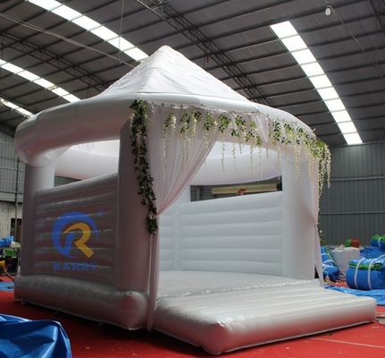 Customized White Inflatable Wedding Trampoline Bouncy Bed 4*4m for Adult Party Jump