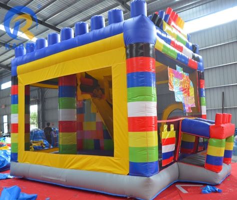 Commercial Rental Space Moon Walking Belt Inflatable Bounce Bed with Building Blocks