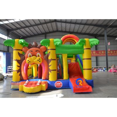 Customize Accepted Cartoon Lion PVC Inflatable Bouncer Slide Combo for Children's Play