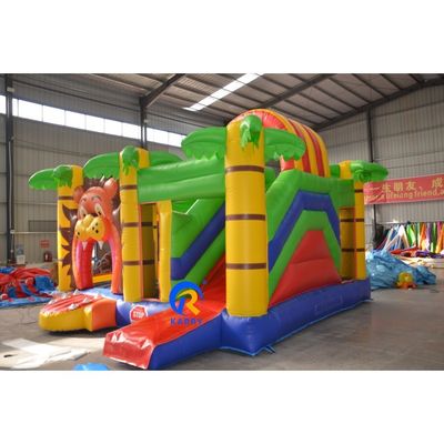 Customize Accepted Cartoon Lion PVC Inflatable Bouncer Slide Combo for Children's Play