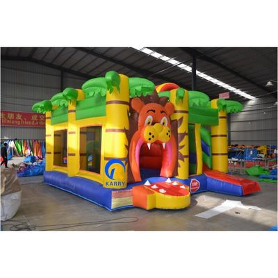 Customize Accepted Cartoon Lion PVC Inflatable Bouncer Slide Combo for Children's Play