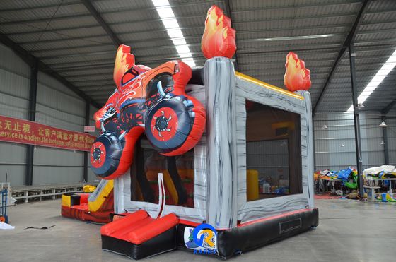 Inflatable Dry Slide Pool Combo with Dual Lane Slide and 3D Racing Theme OEM Accepted