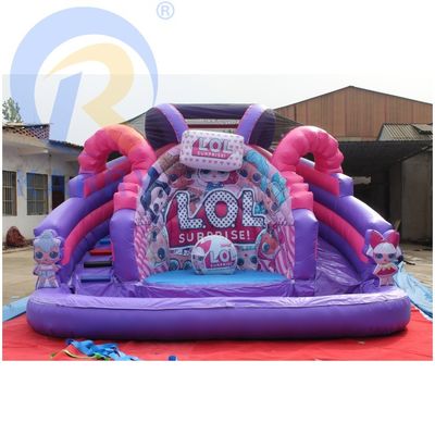 Pink LOL Theme Inflatable Castle Jumping Commercial Combo Bounce House with Slide