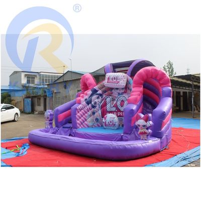 Pink LOL Theme Inflatable Castle Jumping Commercial Combo Bounce House with Slide
