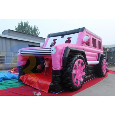 Pink Inflatable Jeep Castle Slide Combination Bouncer SUV Jumping Castle with Blower