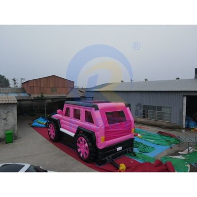Pink Inflatable Jeep Castle Slide Combination Bouncer SUV Jumping Castle with Blower
