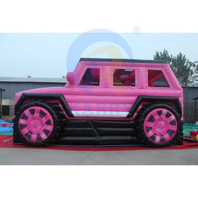Pink Inflatable Jeep Castle Slide Combination Bouncer SUV Jumping Castle with Blower