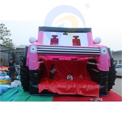 Pink Inflatable Jeep Castle Slide Combination Bouncer SUV Jumping Castle with Blower