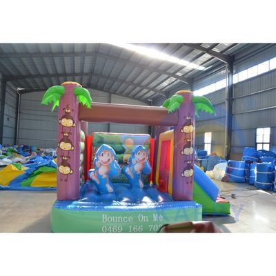 Cartoon Little Monkey Mini Inflatable Castle Slide Combination for Indoor Play
