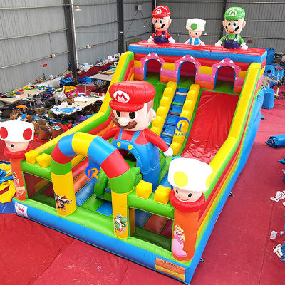 EN71/CE Certified Inflatable Mario Theme Park Bouncer House Slide for Kids and Adults