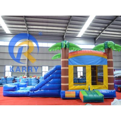 Unisex Inflatable Bounce House with Slide 2024 Combo Palm Tree Trampoline Slide Combination