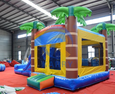 Unisex Inflatable Bounce House with Slide 2024 Combo Palm Tree Trampoline Slide Combination