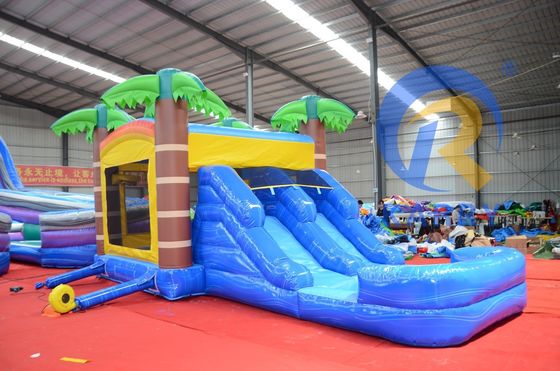 Unisex Inflatable Bounce House with Slide 2024 Combo Palm Tree Trampoline Slide Combination